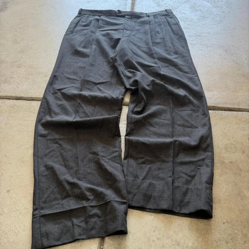 38x30 Gray Baggy Wide Leg Pleated Dress Pants Y2K Vintage